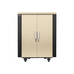 APC NetShelter CX Secure Soundproof Server Room in a Box Enclosure - Shock Packaging - Rack - cabinet - with power distribution unit - grey, oak - 18U - 19"